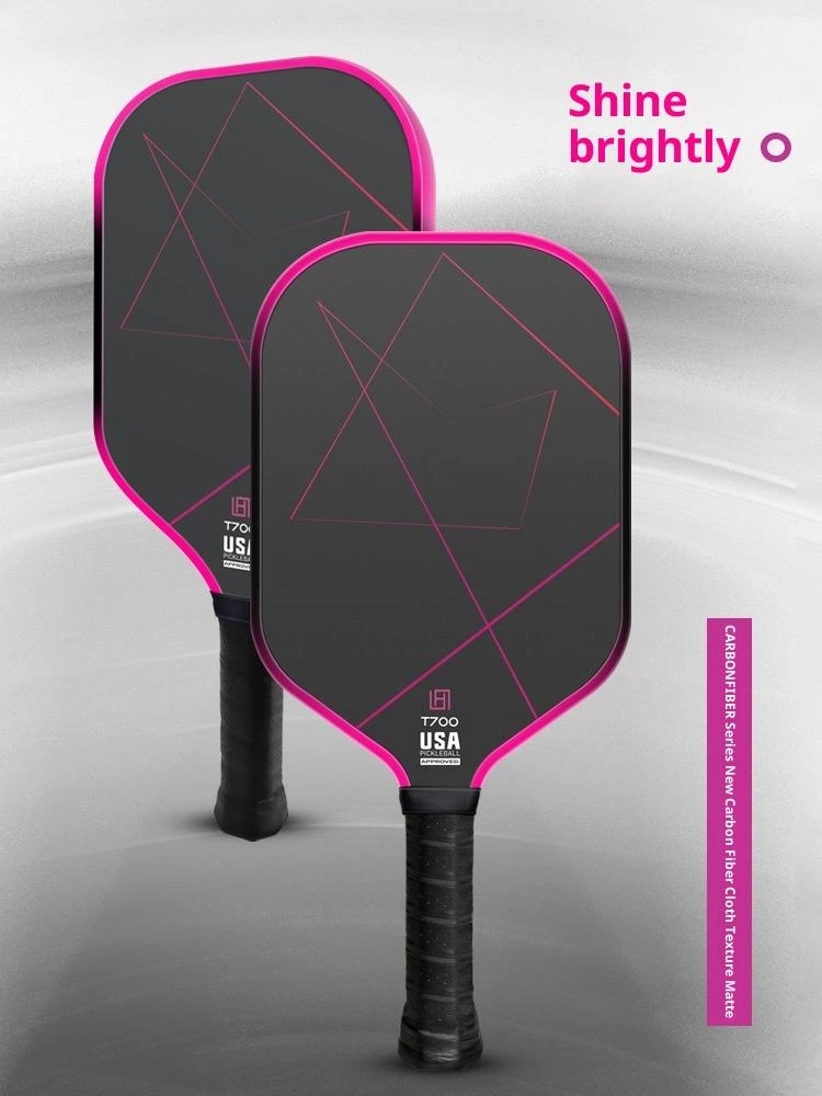 Raw Carbon Fiber Pickleball Paddle Racket Cold Pressed PP Honeycomb Core Spin Accelerator Entertainment