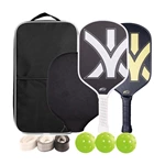 Standard Glass Carbon Fiber Graphite Composite Custom Logo Pickleball Paddle Sets 2 Paddles 4 Balls 1 Bag
