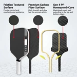 Thermoformed Carbon Fiber Pickleball Paddle High Performance 16mm Honeycomb Core Racket with Friction Surface